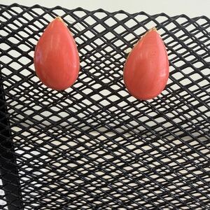 Vintage Allison Reed Signed Coral Teardrop Earrings - Women Jewelry